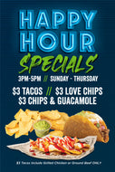 HAPPY HOUR - 1/8" PVC 24" x 36" Double Sided WINDOW Cling POP Sign