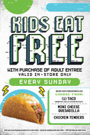 24" x 36" Double Sided KIDS EAT FREE Window Cling